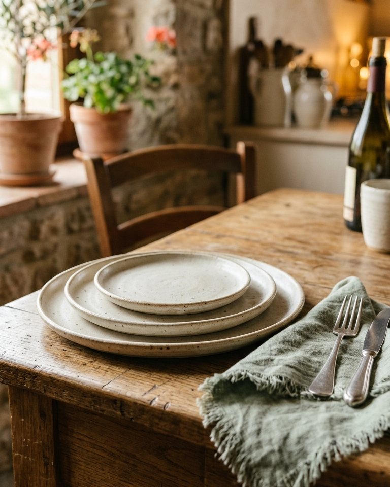 Cream stoneware dinner set